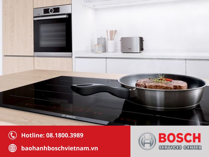 Nấu ở mức công suất cao quá lâu khiến bếp từ Bosch kích hoạt bảo vệ và báo lỗi E1