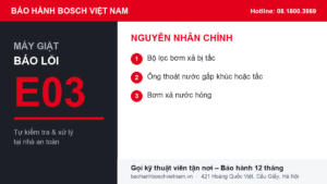 Máy giặt Bosch báo lỗi E03 - nguyên nhân chính và cách xử lý