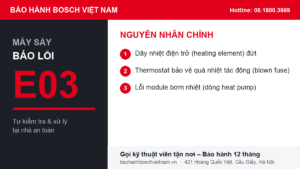 Máy sấy quần áo Bosch báo lỗi E03 - nguyên nhân chính và cách xử lý