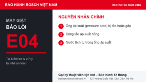 Máy giặt Bosch báo lỗi E04 - nguyên nhân chính và cách xử lý