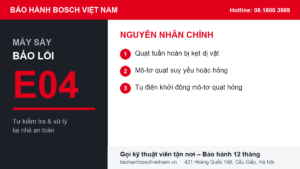 Máy sấy quần áo Bosch báo lỗi E04 - nguyên nhân chính và cách xử lý