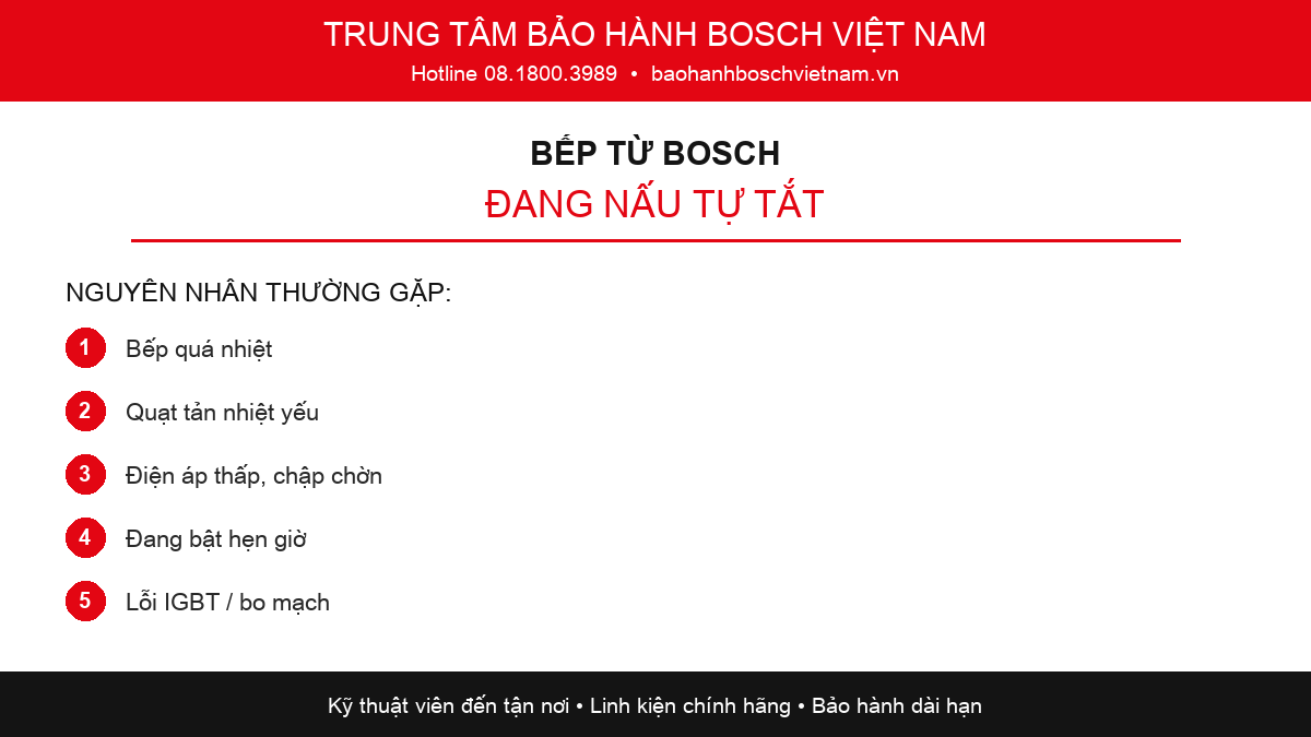 bếp từ bosch đang nấu tự tắt - nguyên nhân và cách khắc phục
